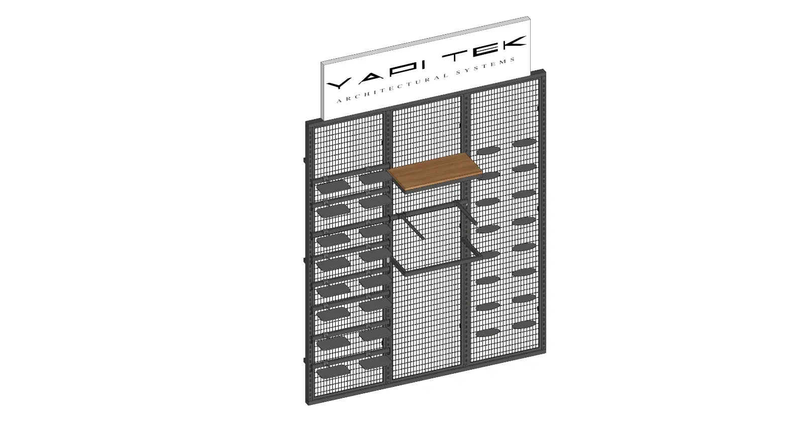 3-Bay Gridwall Display Stand with Lightbox