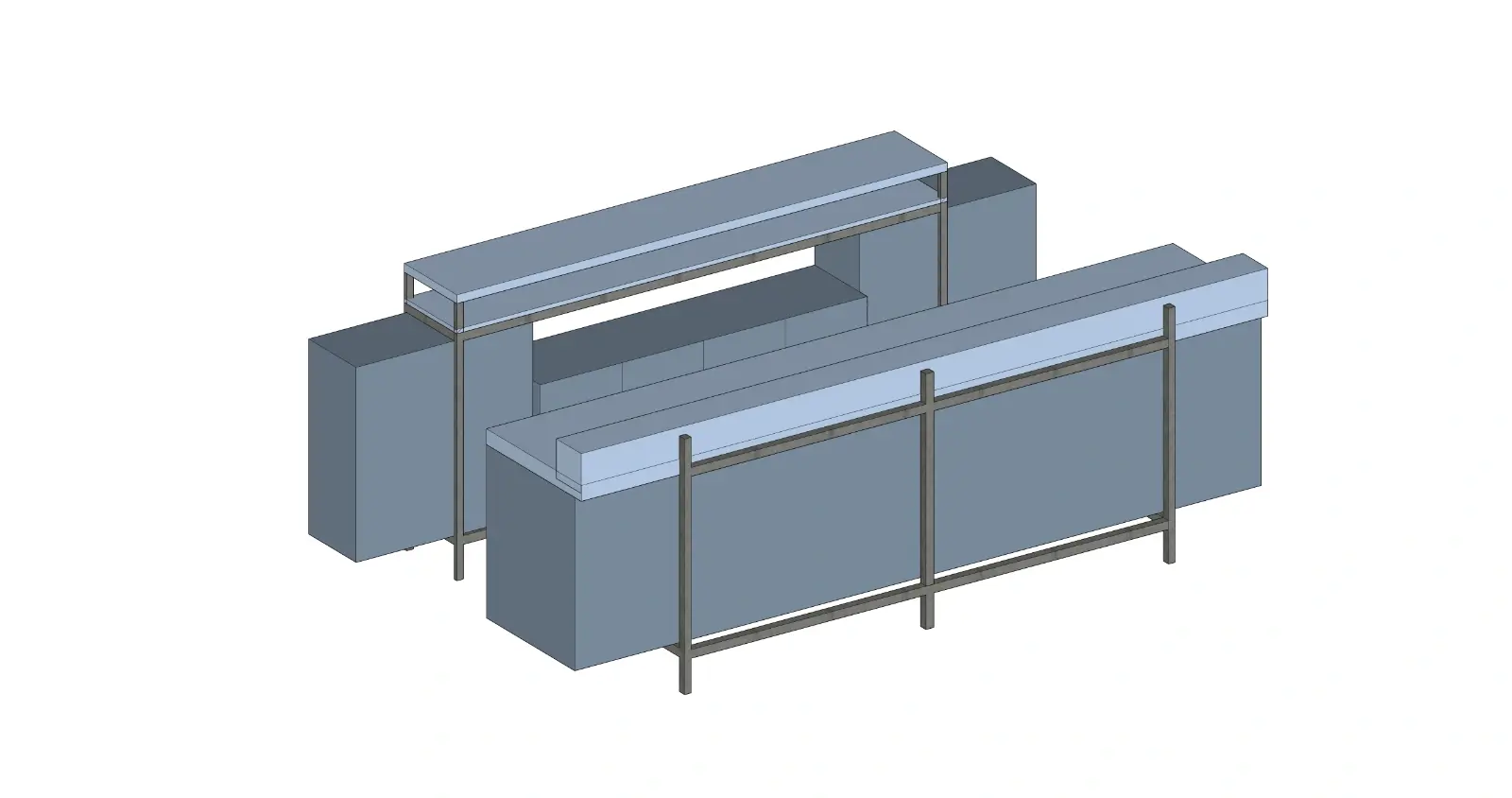 Blue Themed Double Checkout with Metal Frame