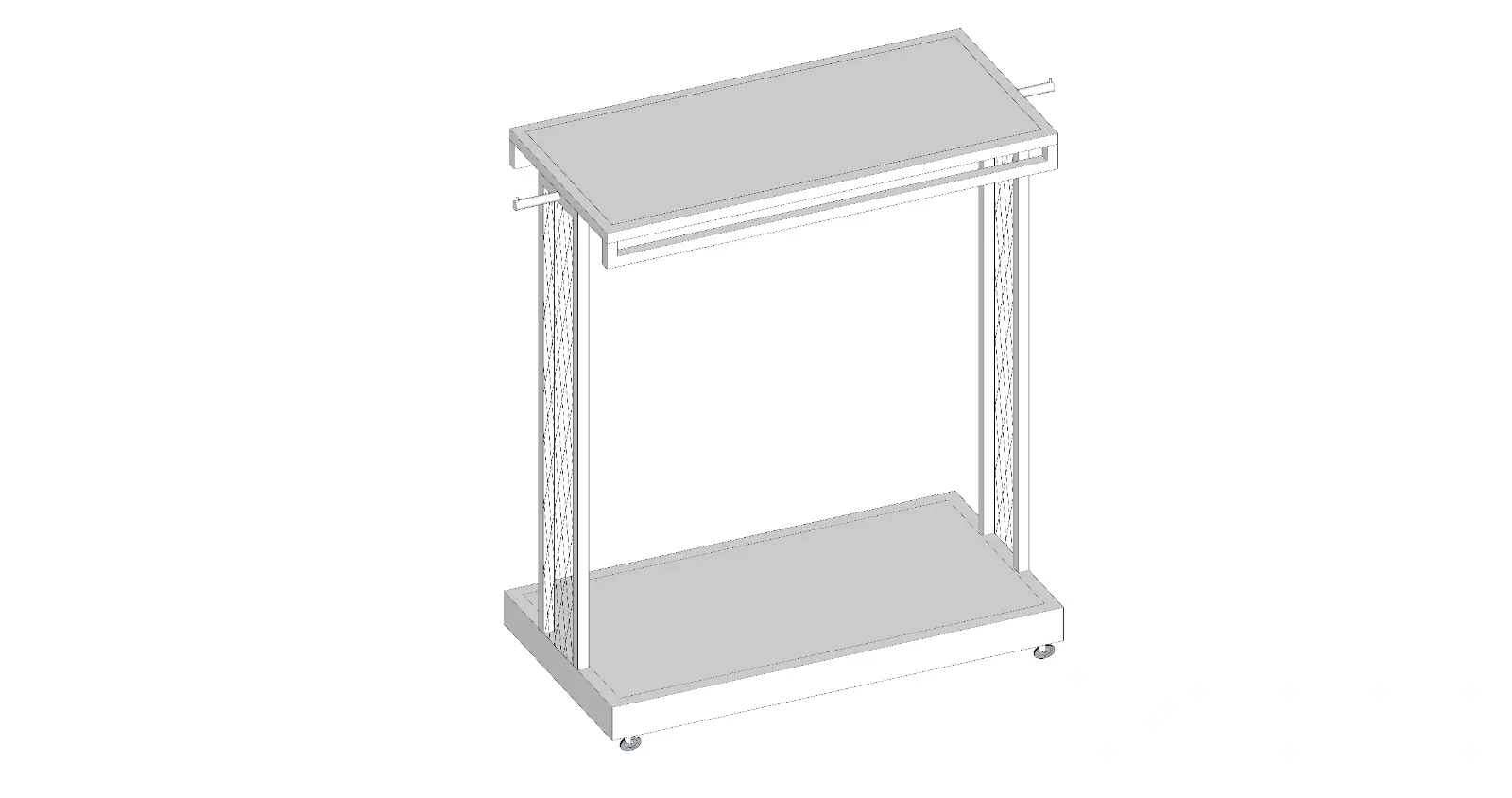 Üst Tablalı ve Perfore Panelli Tekerlekli Orta Stand